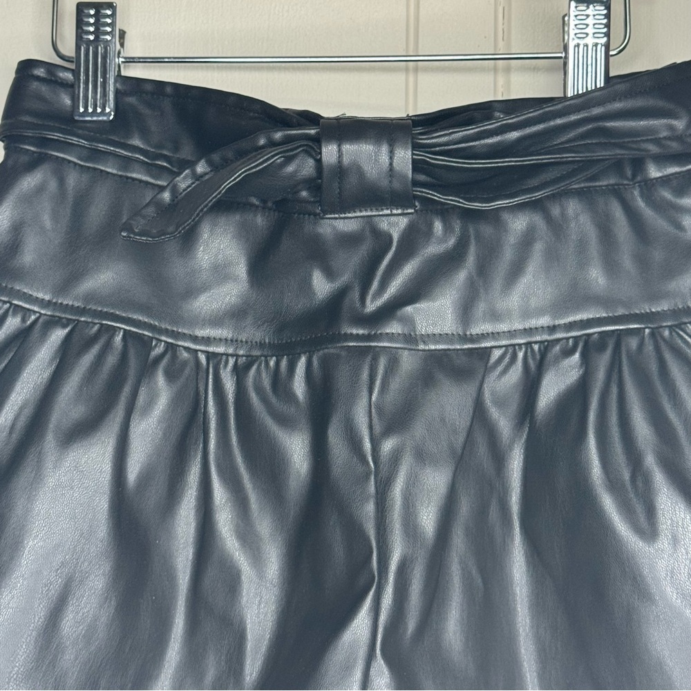Black Faux Leather Girls Shorts - Picture 3 of 8